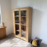 Glass cabinet or display case in pine 1950