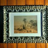 19th century orientalist painting, Algerian landscape, signed watercolor drawing