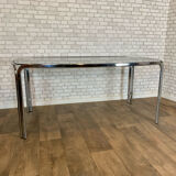 Vintage chrome table and smoked glass 1970