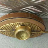 Copper candlestick and leather