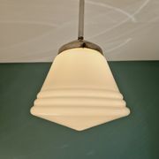 Art Deco pendant lamp in conical white opaline, 1920s-30s