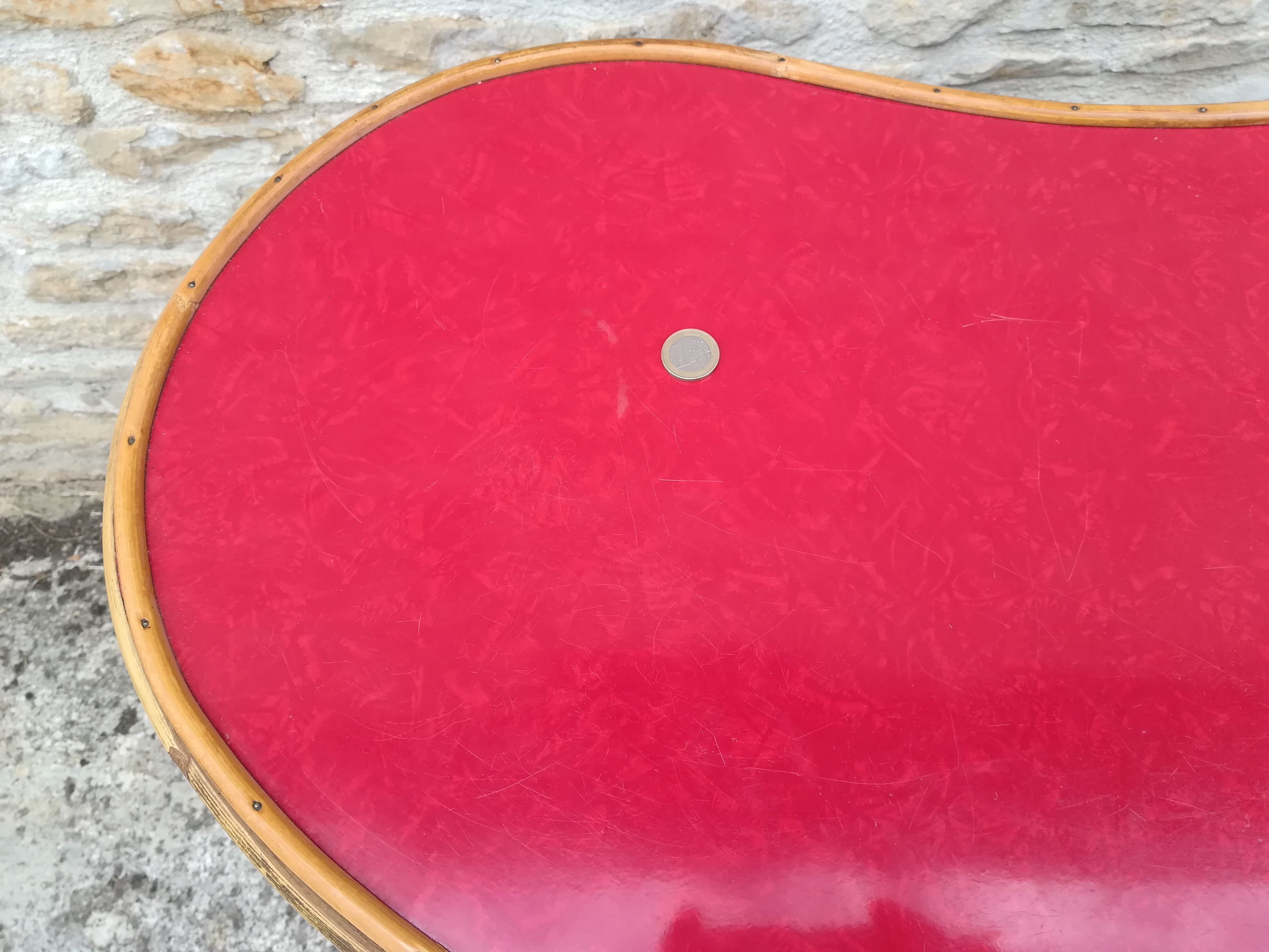 Bamboo tiki bar and two stools