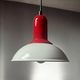 1980s Vintage Hanging Lamp by Imago Italy - Red and White Ceramic- New Old Stock.