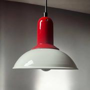 1980s Vintage Hanging Lamp by Imago Italy - Red and White Ceramic- New Old Stock.