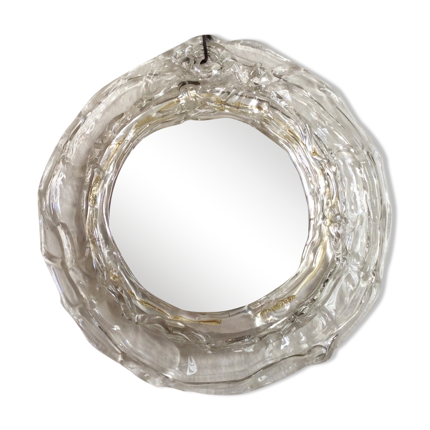 Round mirror with glass frame, 80s, 28cm