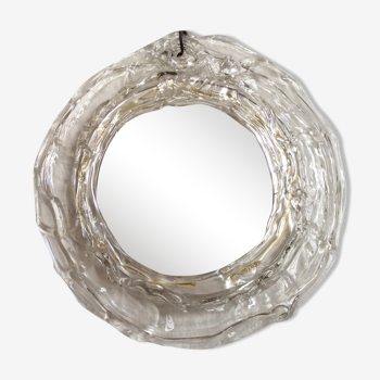 Round mirror with glass frame, 80s, 28cm