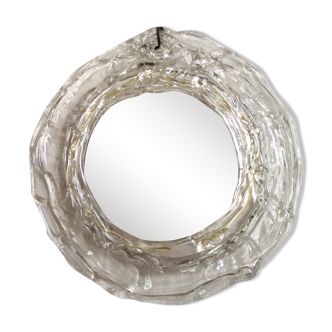 Round mirror with glass frame, 80s, 28cm