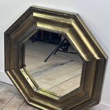 Vintage 1960s octagonal brass and pewter mirror