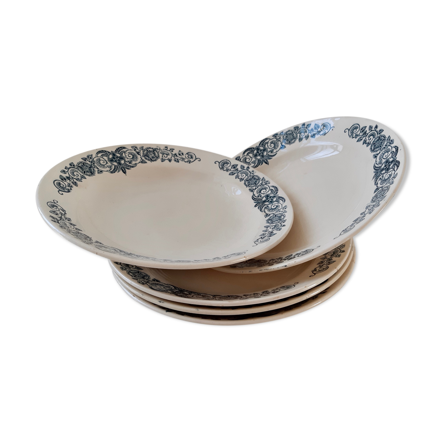 Lot de 5 assiettes creuses Terre de fer, Alésia Longchamp