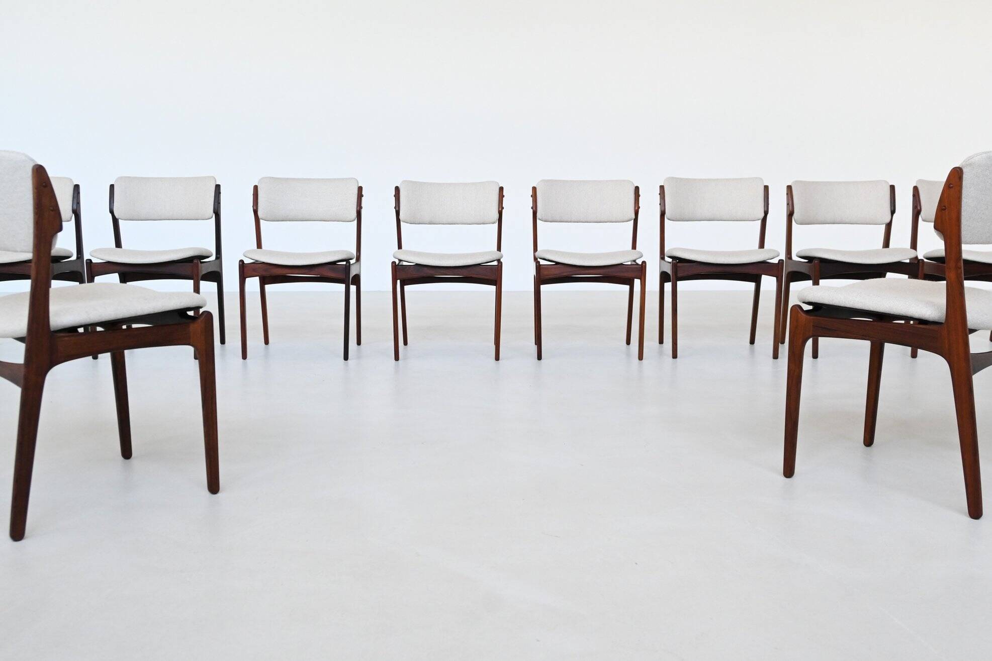Erik Buch OD 49 set of ten dining chairs rosewood O.D. Mobler Denmark 1960