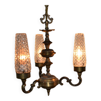 Lustre style empire/art déco aux trois globes