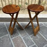 Pair of Adrian Reed Suzy folding stool seats in blond pine, 1970