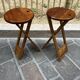 Pair of Adrian Reed Suzy folding stool seats in blond pine, 1970