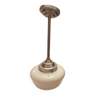 60's white glass chandelier