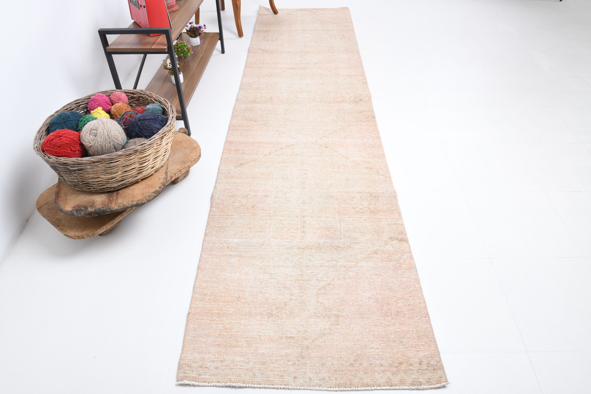 Dusty beige handmade runner rug