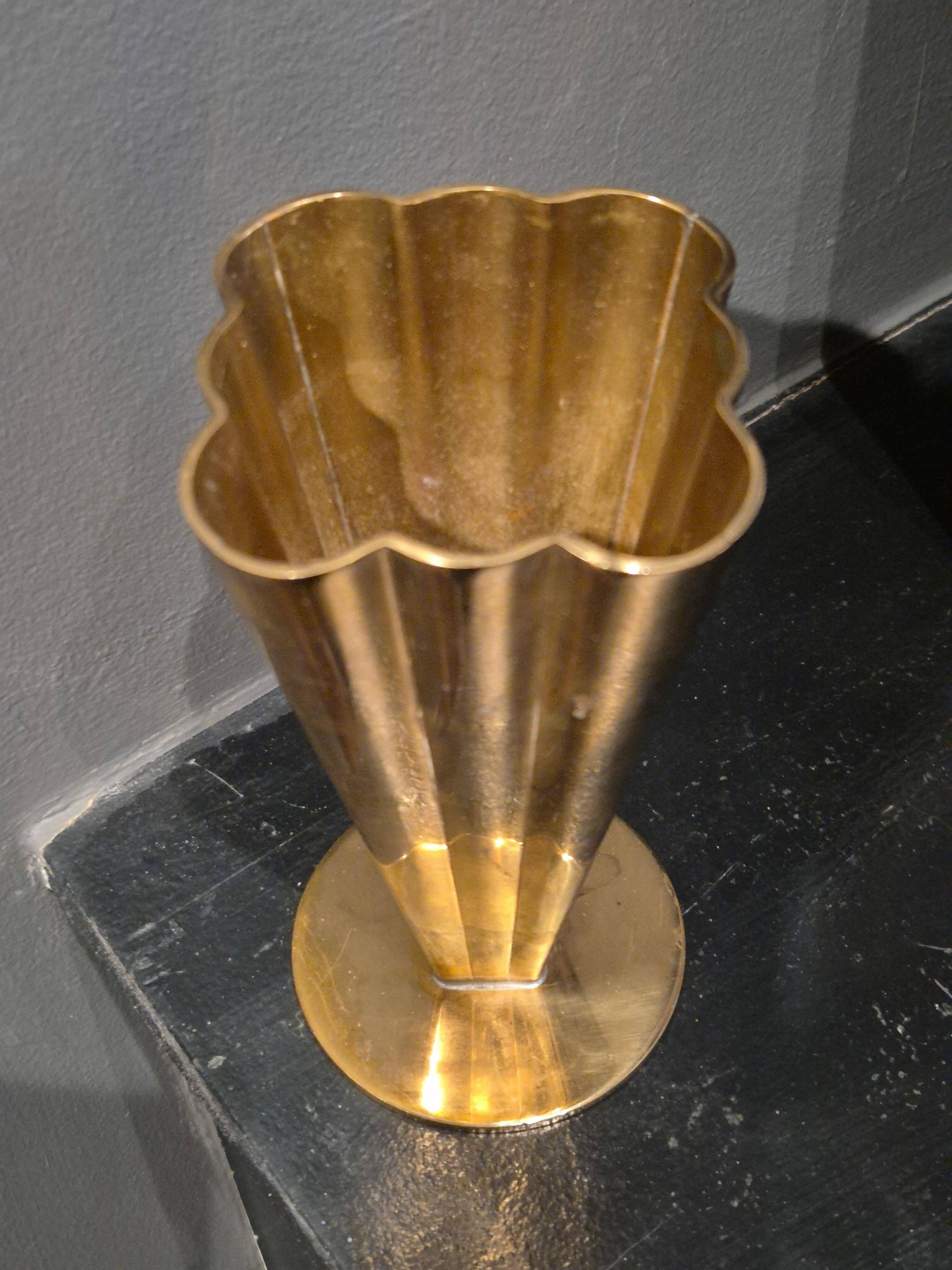 Ystad Metall, brass vase model 5317-77, modern Scandinavian / mid-20th century