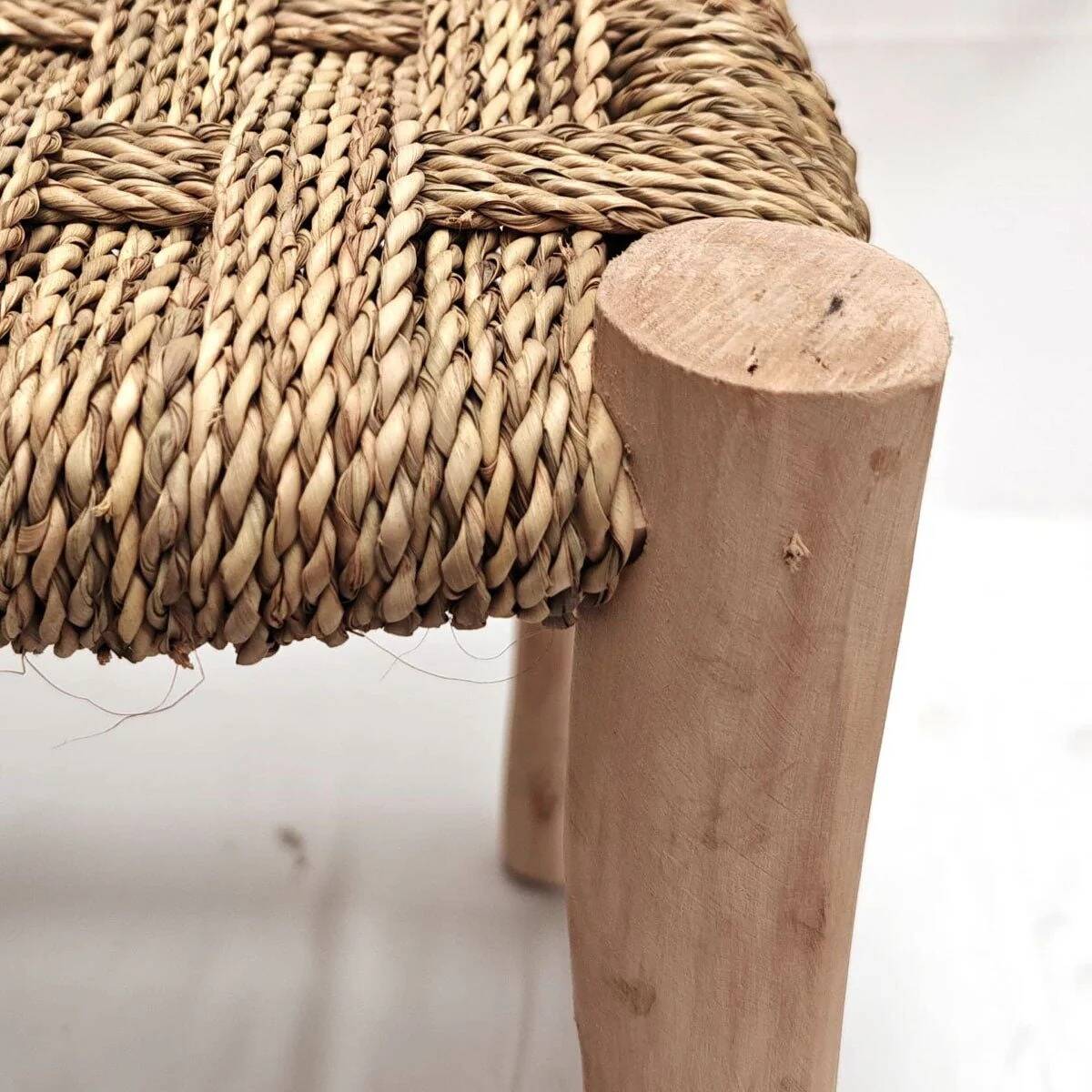 Handcrafted wooden and esparto bench - Rustic Moroccan style for your home