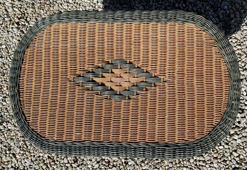 Coffee table vintage in two-tone rattan