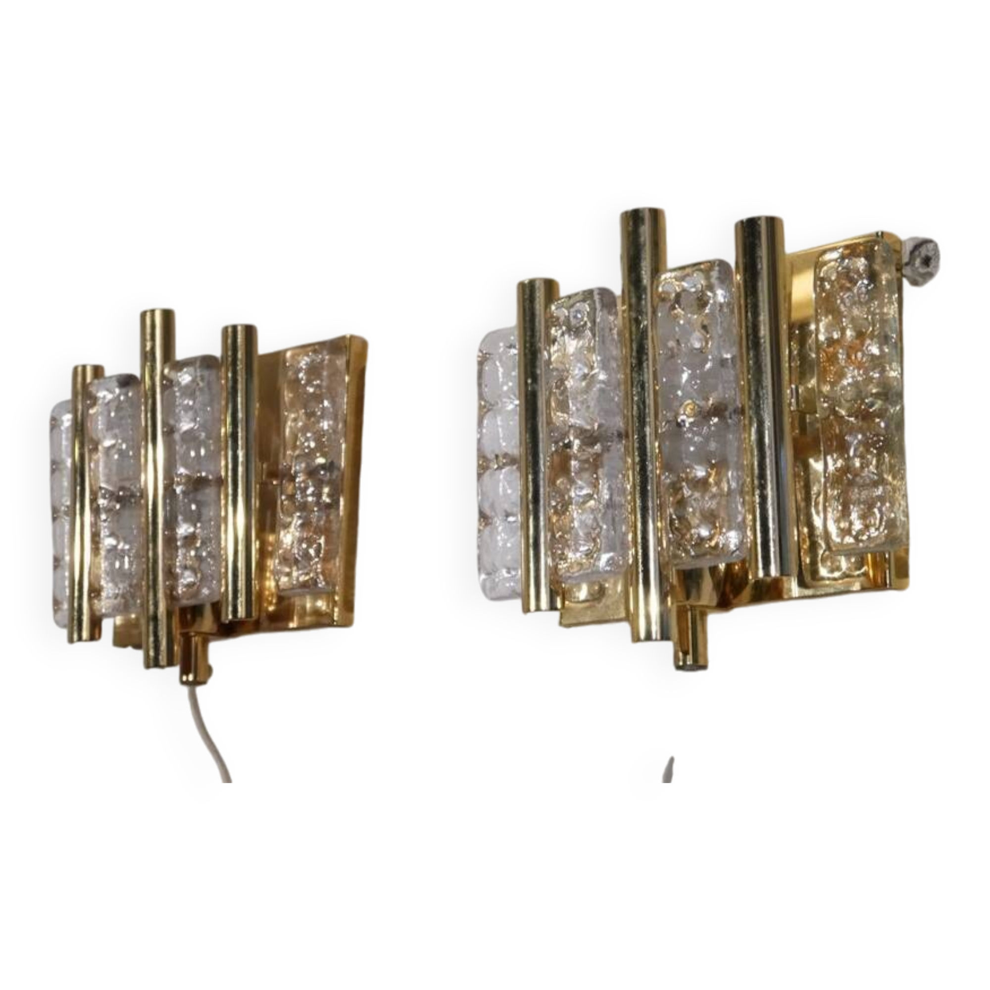 Pair of glass and brass wall lights by Carl Fagerlund 1970