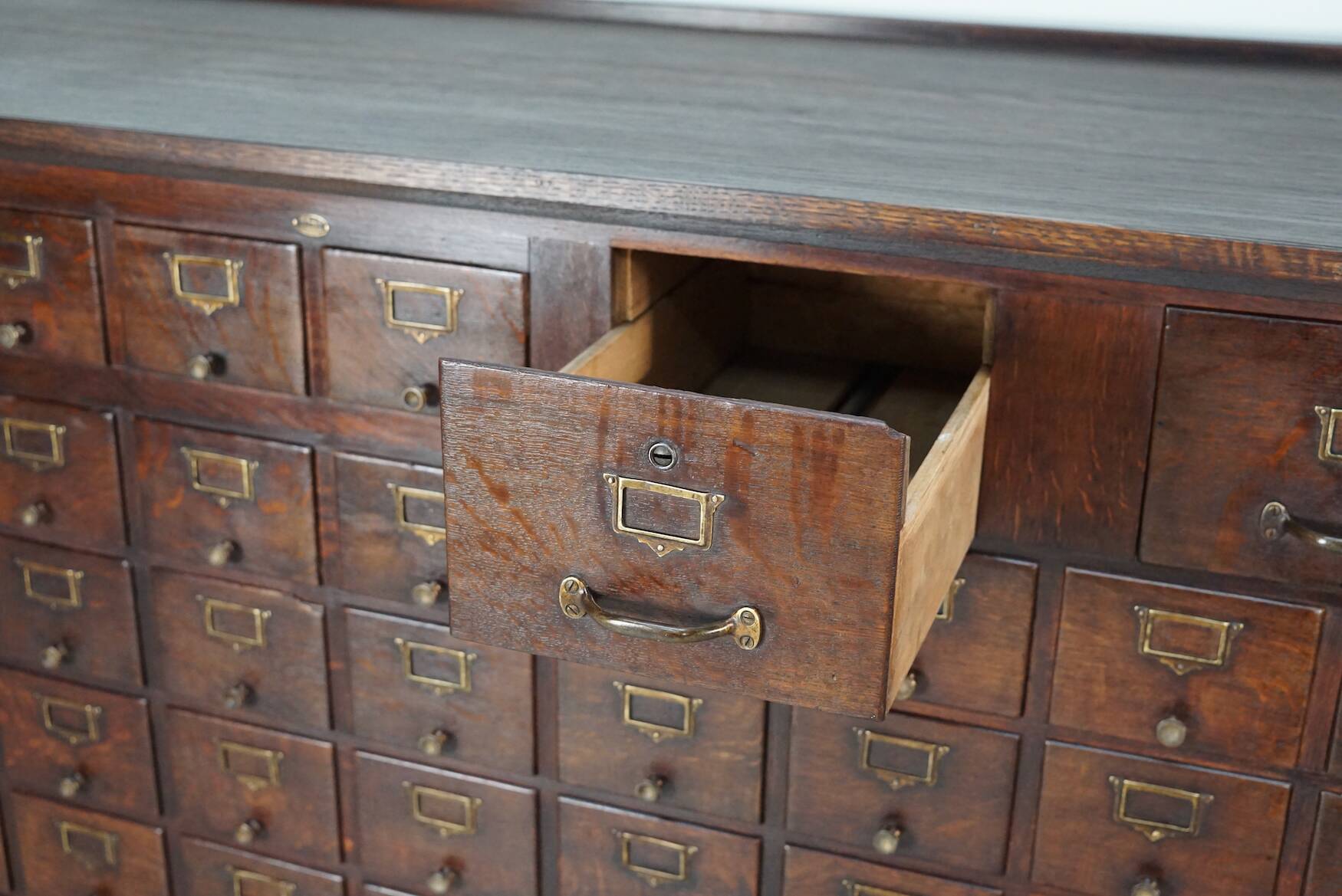 Large French oak notary apothecary cabinet / filing cabinet, 1920/30s