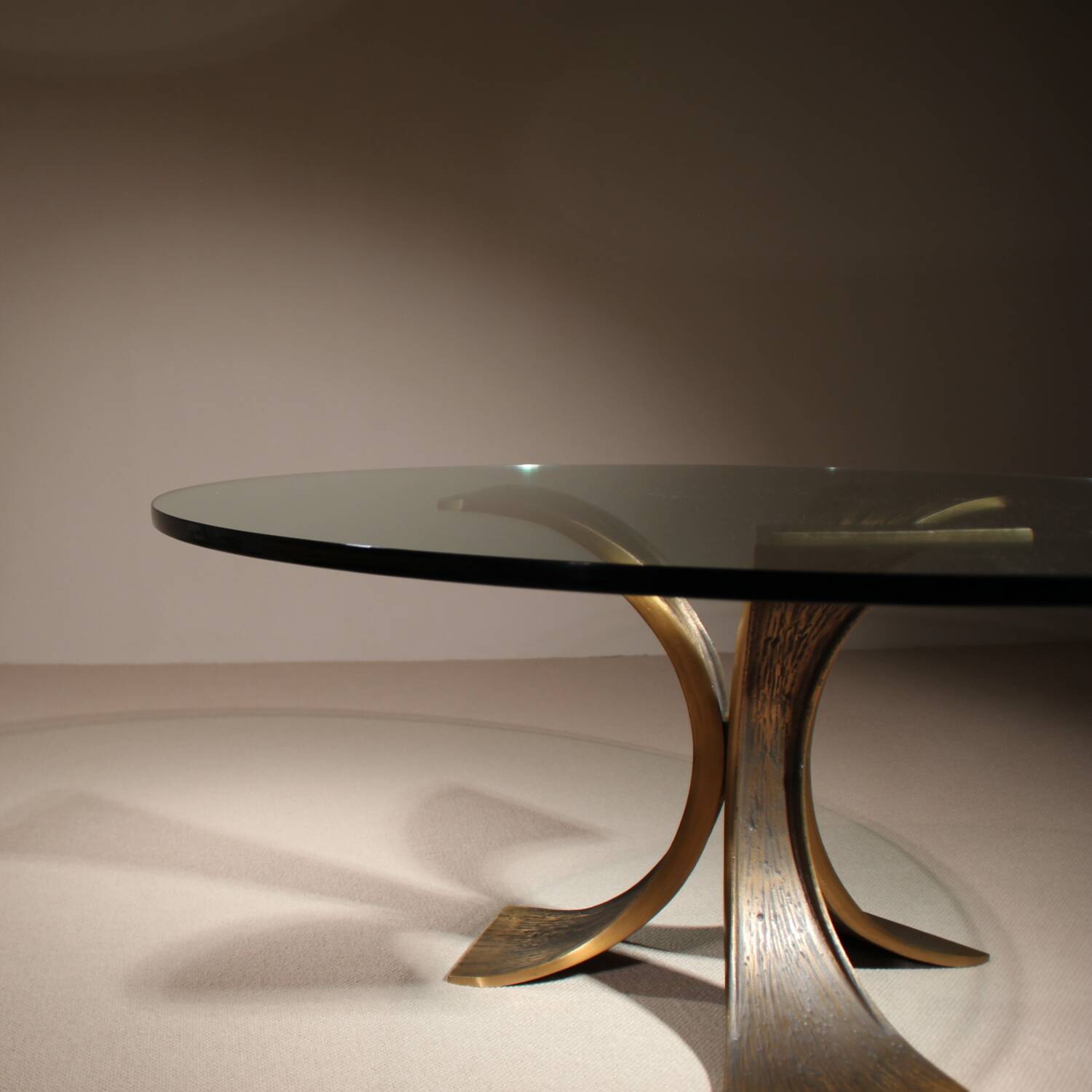 Brutalist Bronze & Glass Coffee Table | Germany 1970s