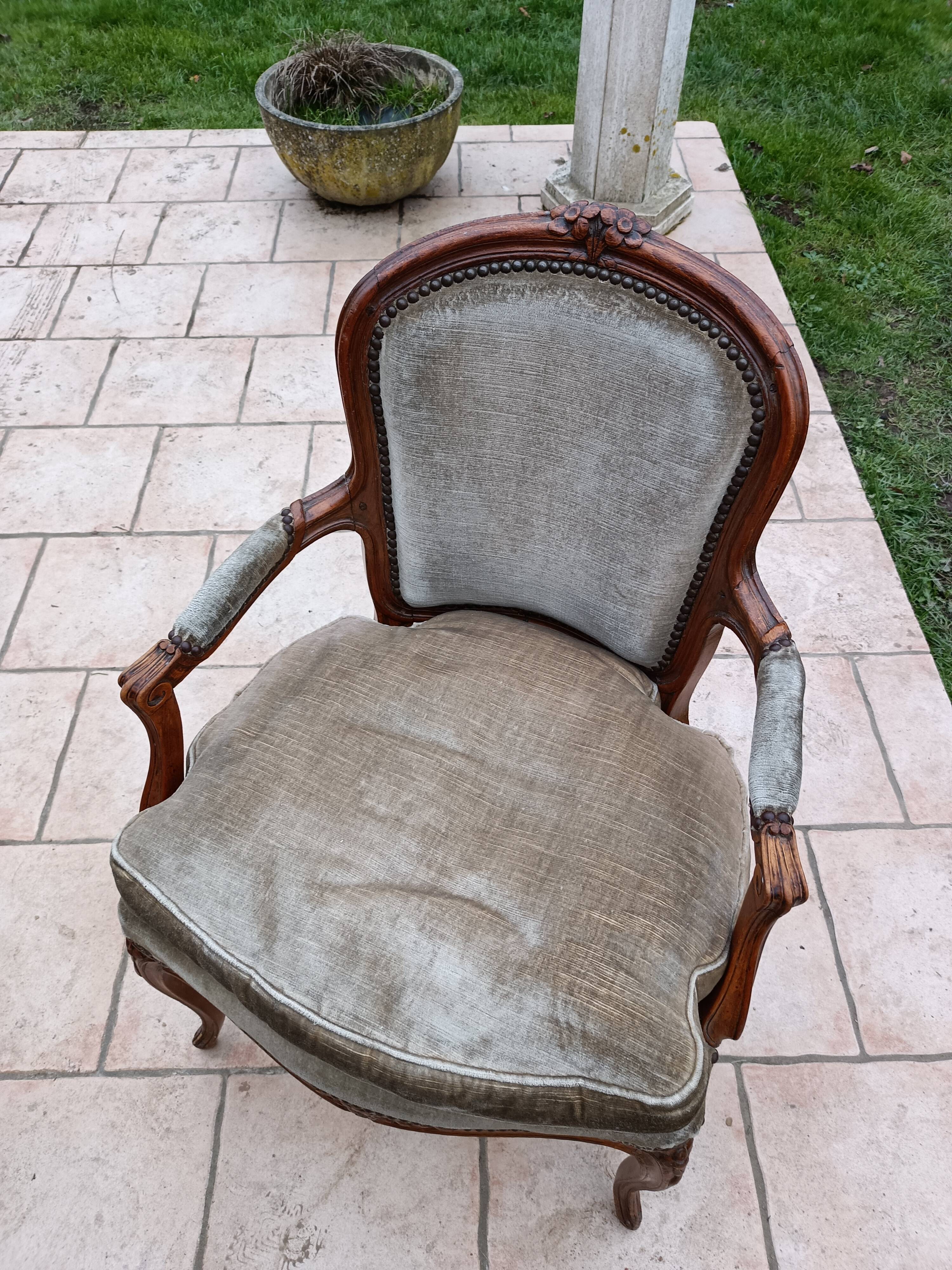 Pair of antique armchairs style Louis XV late XIXth