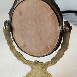 Oval psyche vanity mirror/In old gold bronze Cupids/Rosaces decor