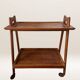 Scandinavian teak rolling dessert trolley