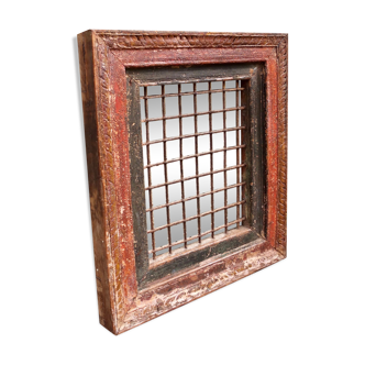 Antique Iron Jali Window Mirror Frame 62x70cm