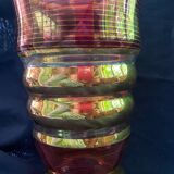 art deco vase in fuchsia & gold glass cira 1930 - belgian glassware (boom/doyen/laeken)