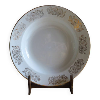 Earthenware plate with golden frieze, Digoin and Sarreguemine