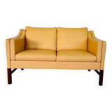 VINTAGE DANISH RETRO SKIPPER 2 PERSON SOFA IN BUTTERMILK LEATHER