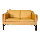 VINTAGE DANISH RETRO SKIPPER 2 PERSON SOFA IN BUTTERMILK LEATHER