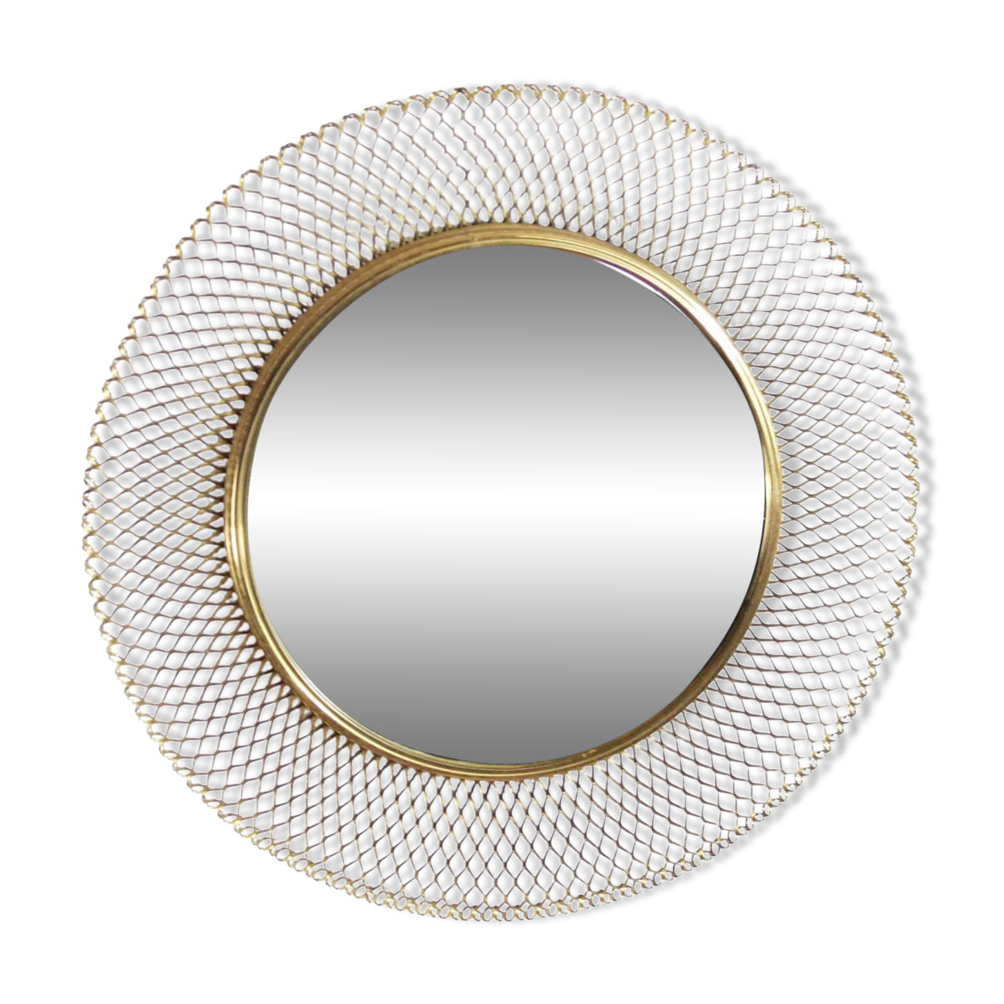 Round gold metal mirror