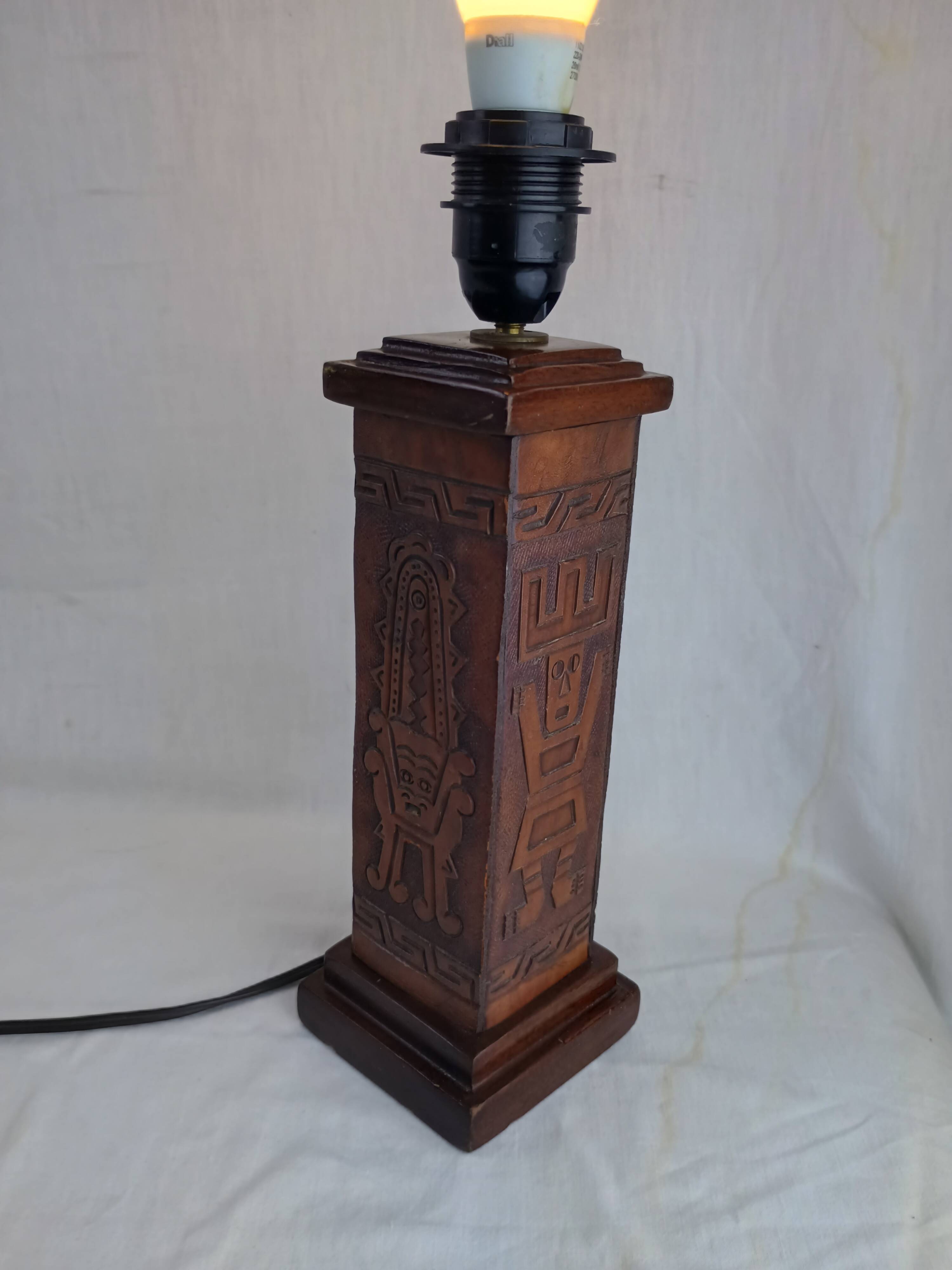 Angel L. Pazmino leather totem lamp 1960s Style Furniture