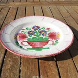 Ancienne Assiette Saint Clément : Panier de Fleurs