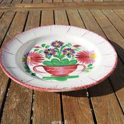 Ancienne Assiette Saint Clément : Panier de Fleurs