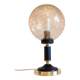 Lampe globe en verre ambré, socle noir et laiton par Solken Leuchten, années 60-70