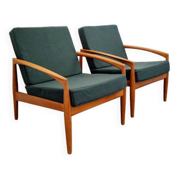 Paire de fauteuils danois Paper Knife modèle 121 en teck par Kai Kristianse