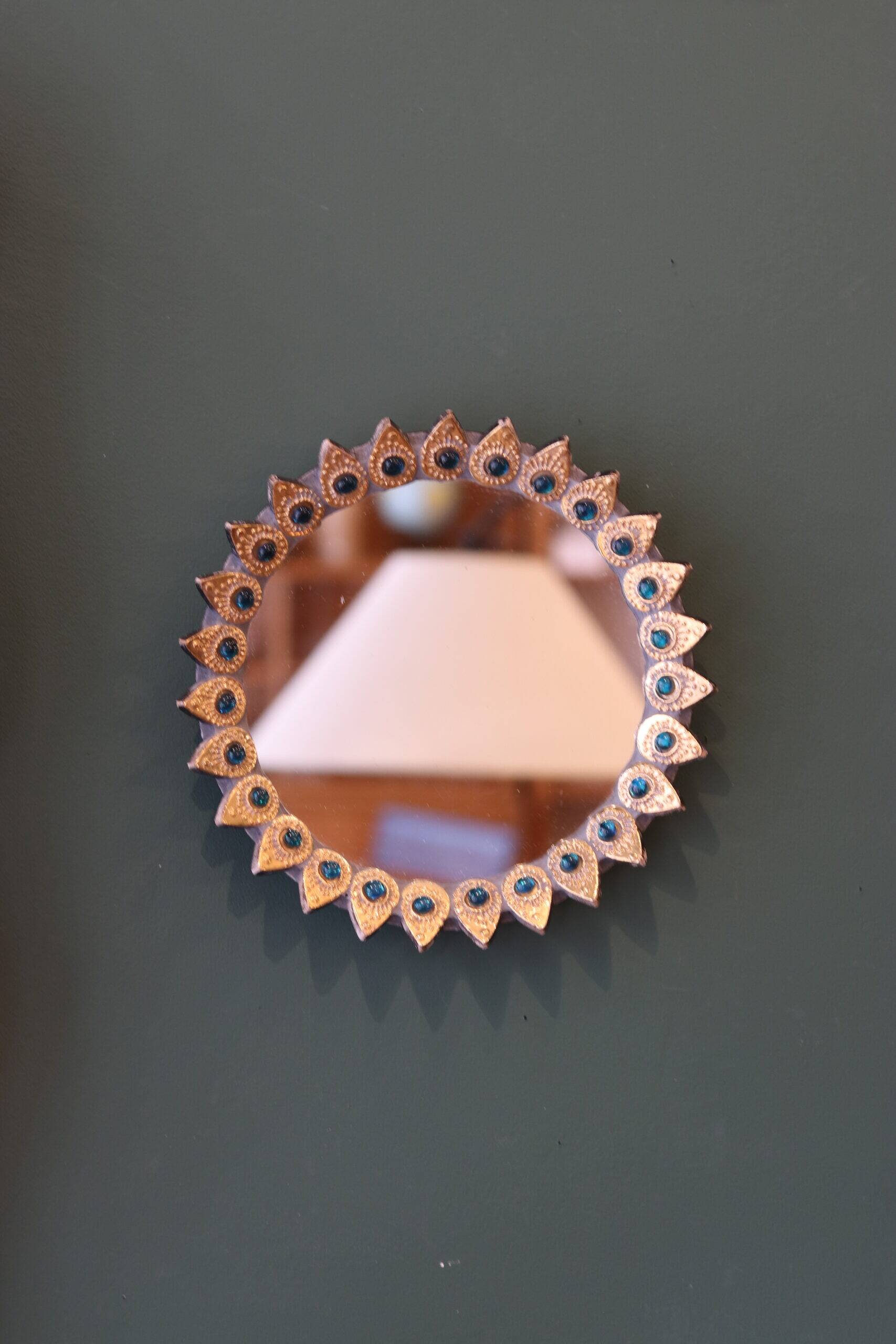 Decorative mirror by Marcel Vangeerbergen (1933-2007), Belgian ceramist.