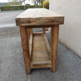 old solid wood workbench with drawer and seal