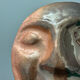 Sculpture face in embossed enamelled brass from the 1960s.