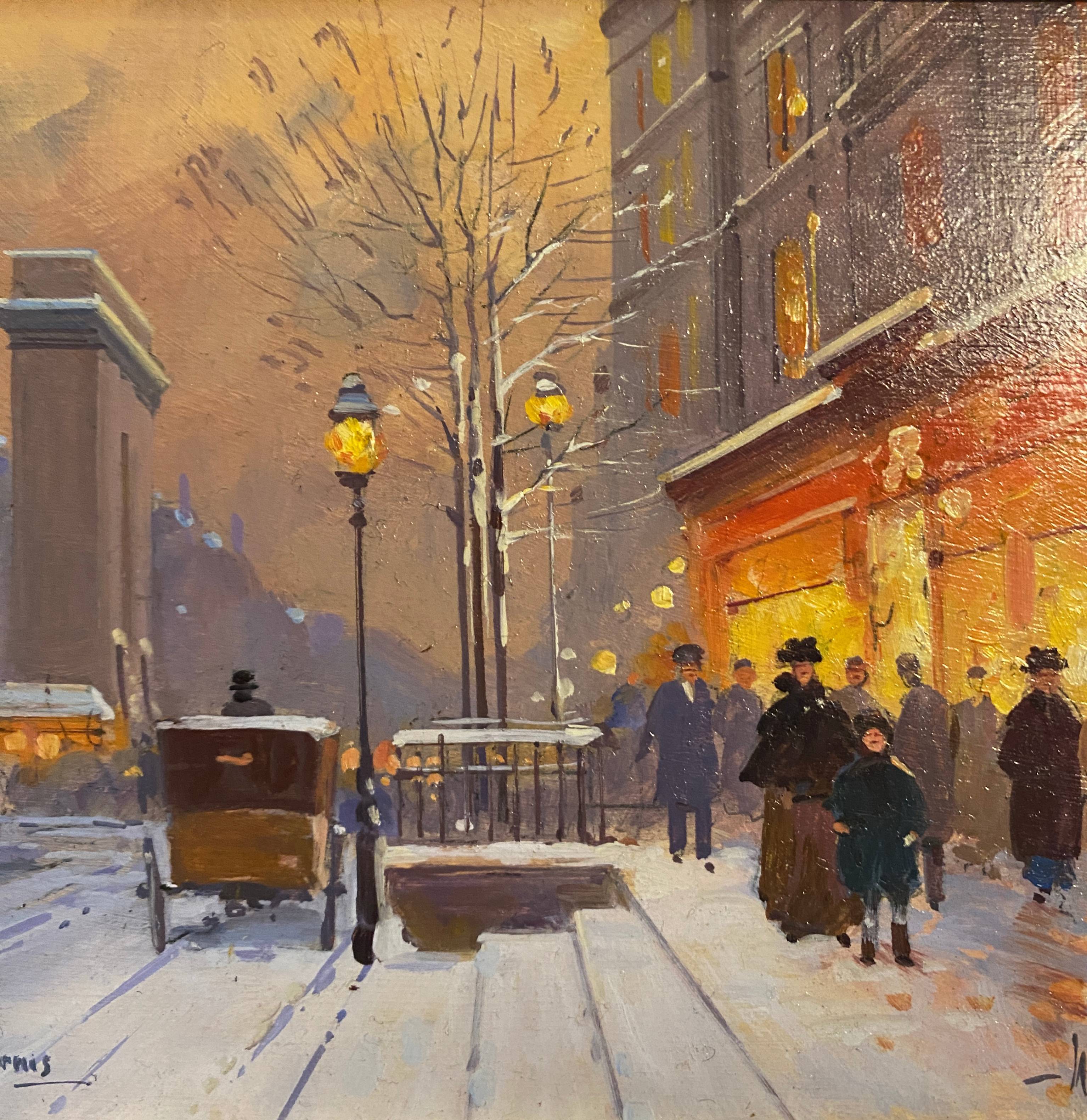 HSP Paris Porte St Denis painting signed William ec. XX° cf. Laloue Cortès + frame