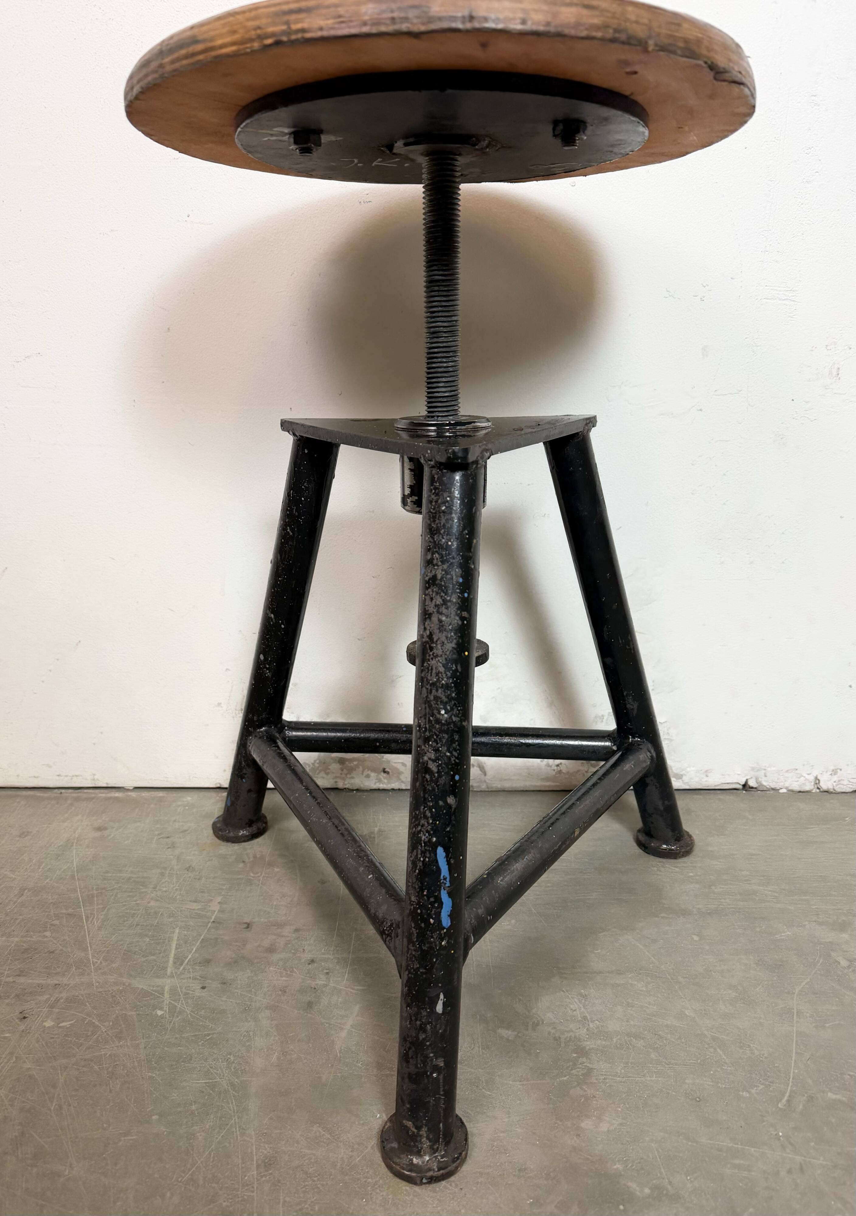 Black Industrial Workshop Swivel Stool, 1960s
