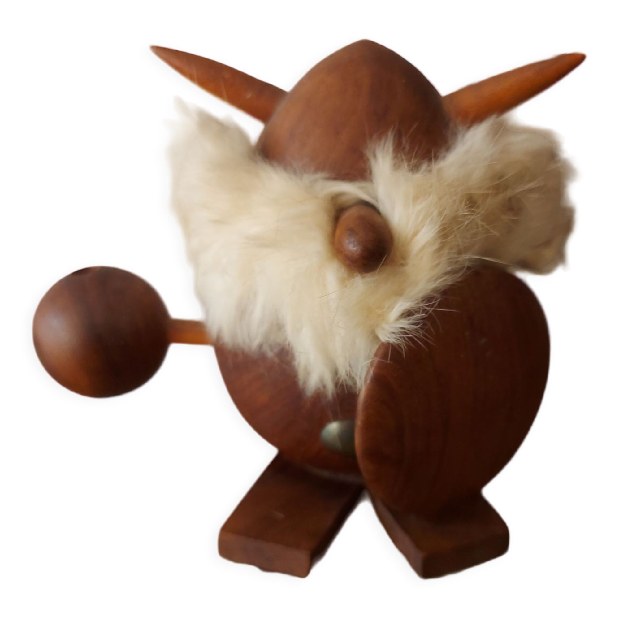 Figurine viking en teck