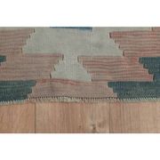1970s Vintage Turkish Handmade Wool & Cotton Green Runner Rug  73x291