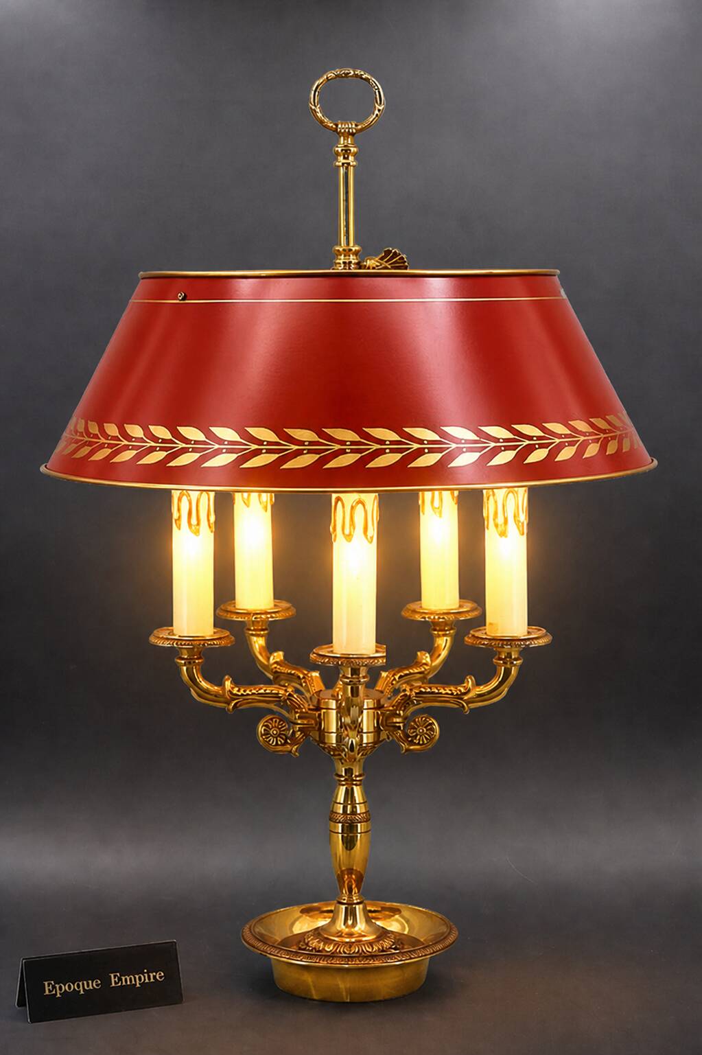 Bronze Bouillotte Lamp in Solid Empire Style Five Lights * Lucien Ga