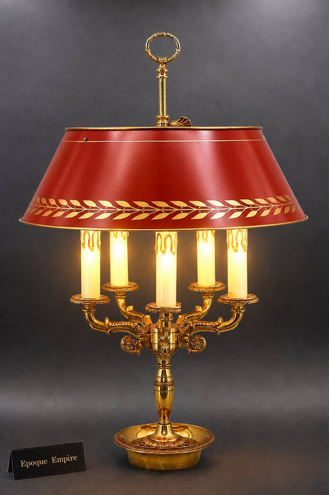 Lampe Bouillotte en Bronze Massif de Style Empire Cinq Lumières * Lucien Ga