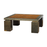Coffee table in burl wood by Jean-Charles Liviani, 1980