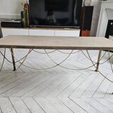 Marble and scalloped brass coffee table